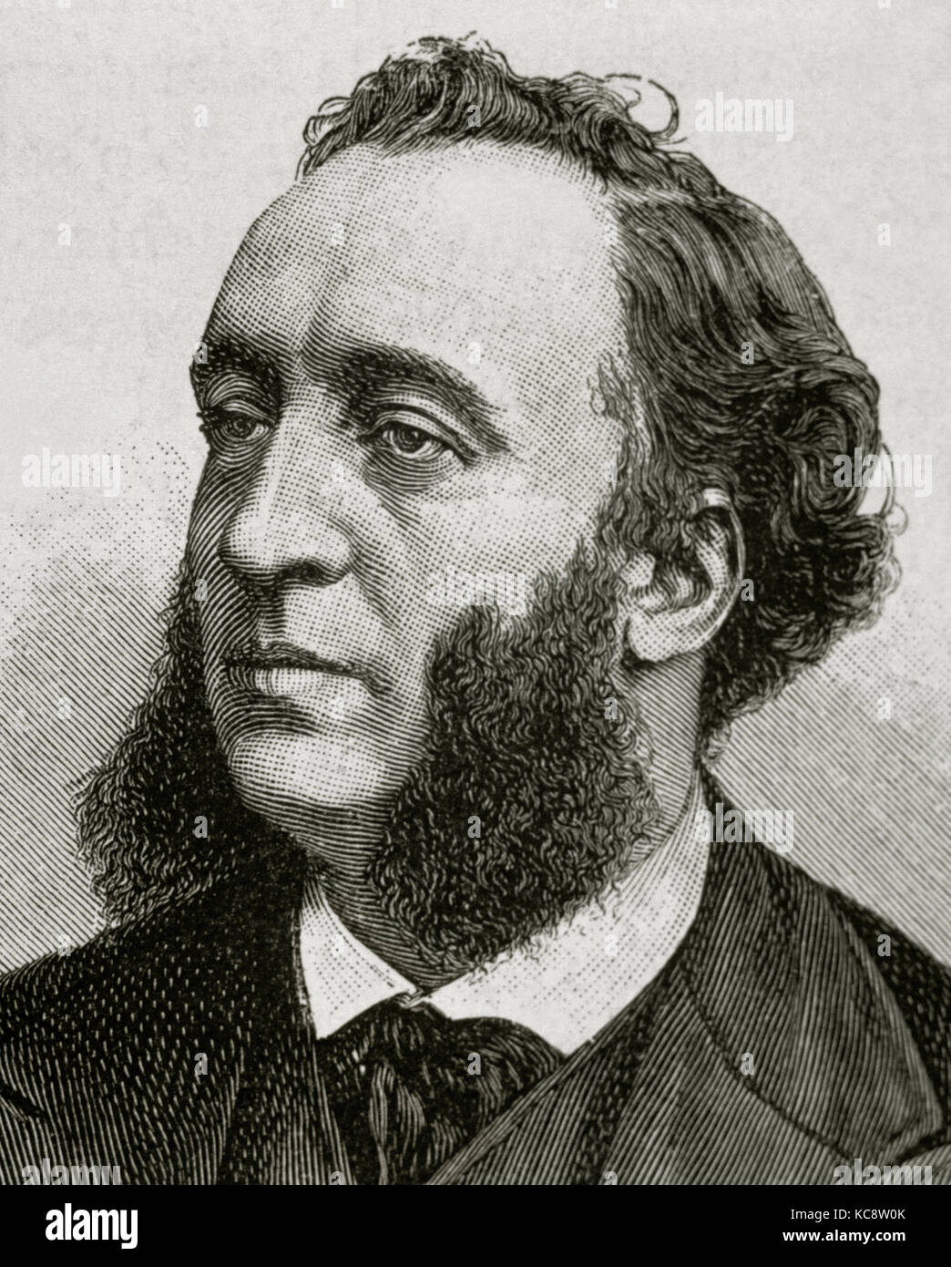 Jules Ferry (1832-1893). Statista francese e repubblicano. Ritratto. Incisione di Cremer. Foto Stock