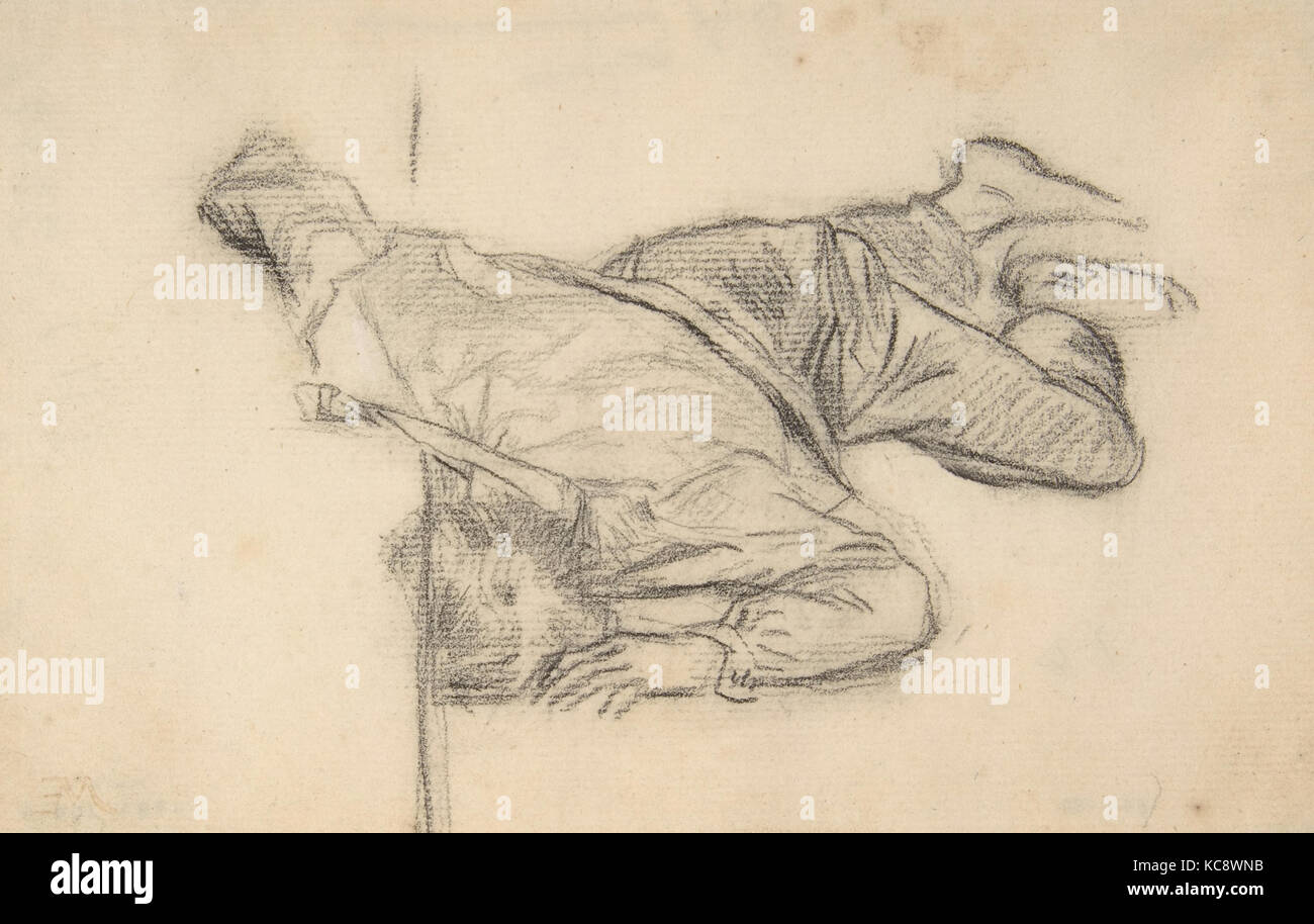 L'Uomo Morto, 1830-91, gesso nero, disegni, Ernest Meissonier (francese, Lione 1815-1891 Parigi Foto Stock
