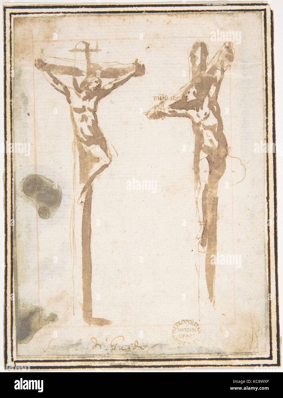 Cristo crocifisso con il buon ladrone, attribuita a Francesco Allegrini, 1624-63 Foto Stock