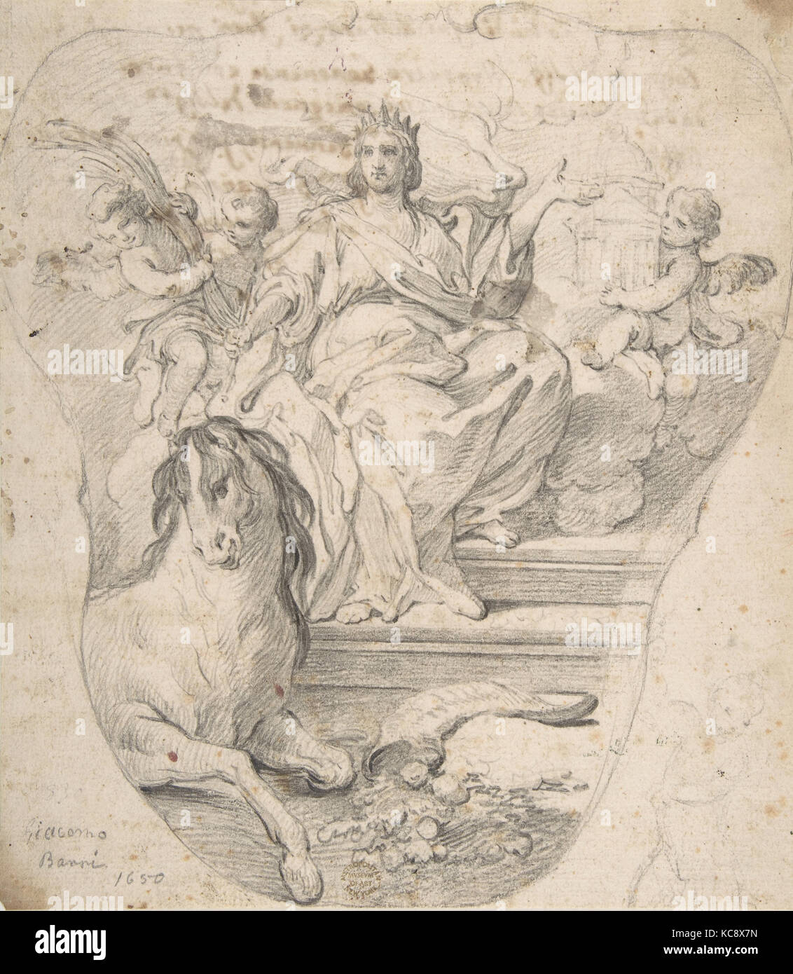 Design per il pannello: figura allegorica dell Europa, Giacomo Barri, 1650-79 Foto Stock