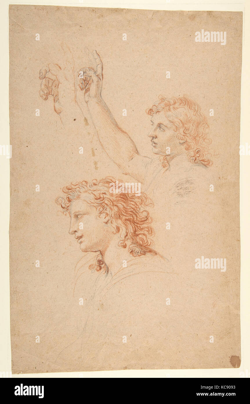 Studi per l'Arcangelo Gabriele (recto e verso), Nicolas Mignard, ca. 1645 Foto Stock