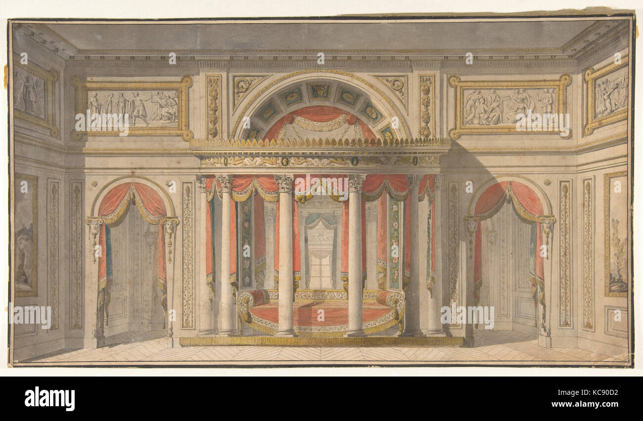 Design per una camera da letto, scuola di Charles Percier, 1785-1838 Foto Stock