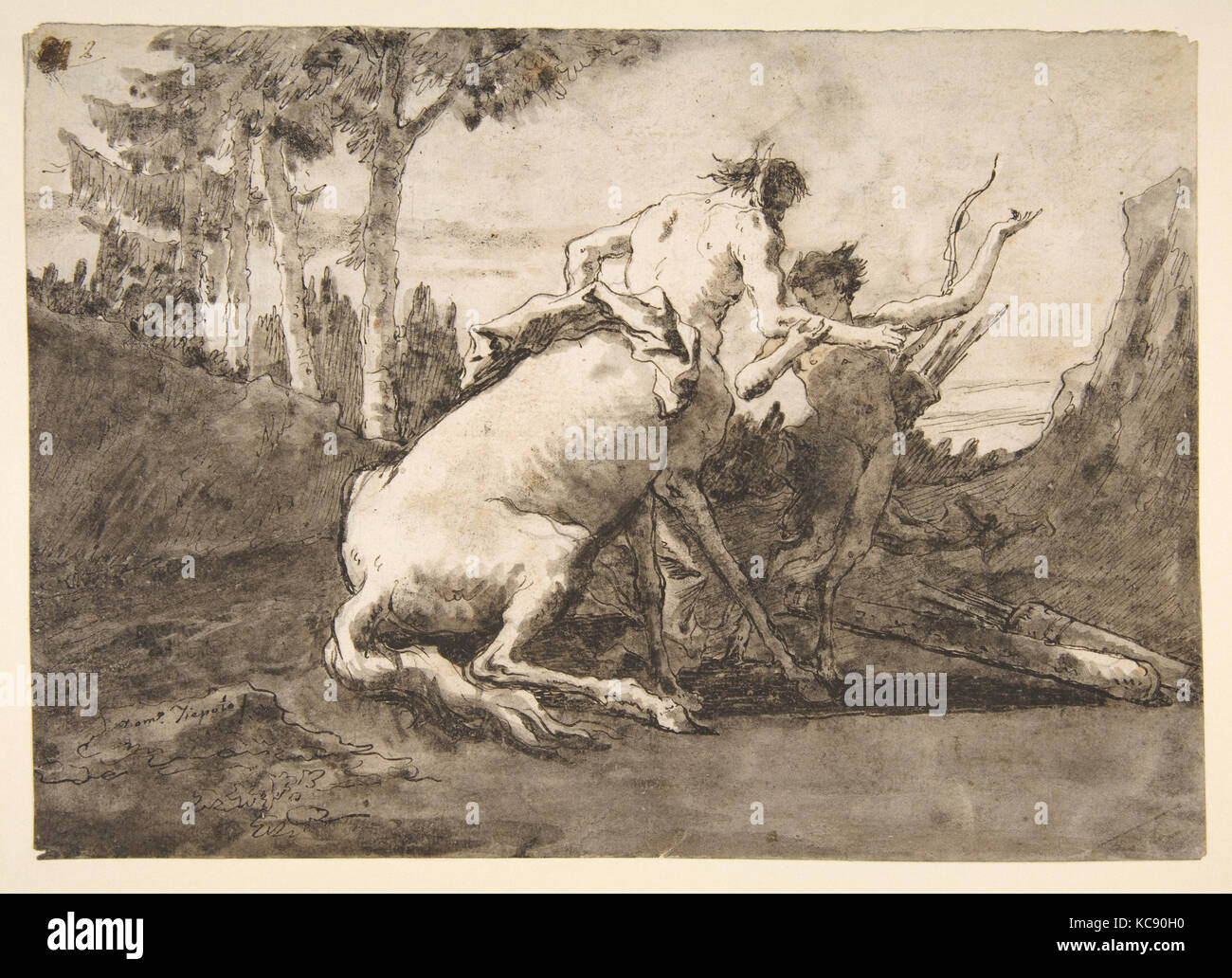 Il centauro con un giovane Satiro, Giovanni Domenico Tiepolo, 1727-1804 Foto Stock