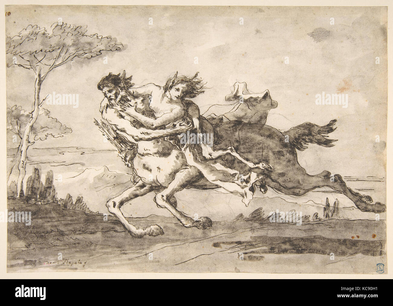 Centauro di rapire una Satiress, Giovanni Domenico Tiepolo, 1727-1804 Foto Stock