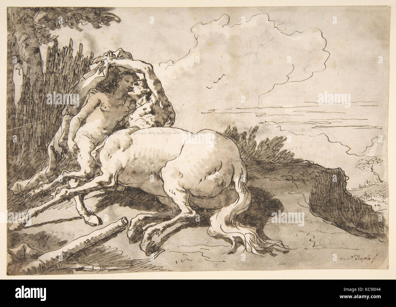 Centaur abbracciando una Satiress, Giovanni Domenico Tiepolo, 1727-1804 Foto Stock
