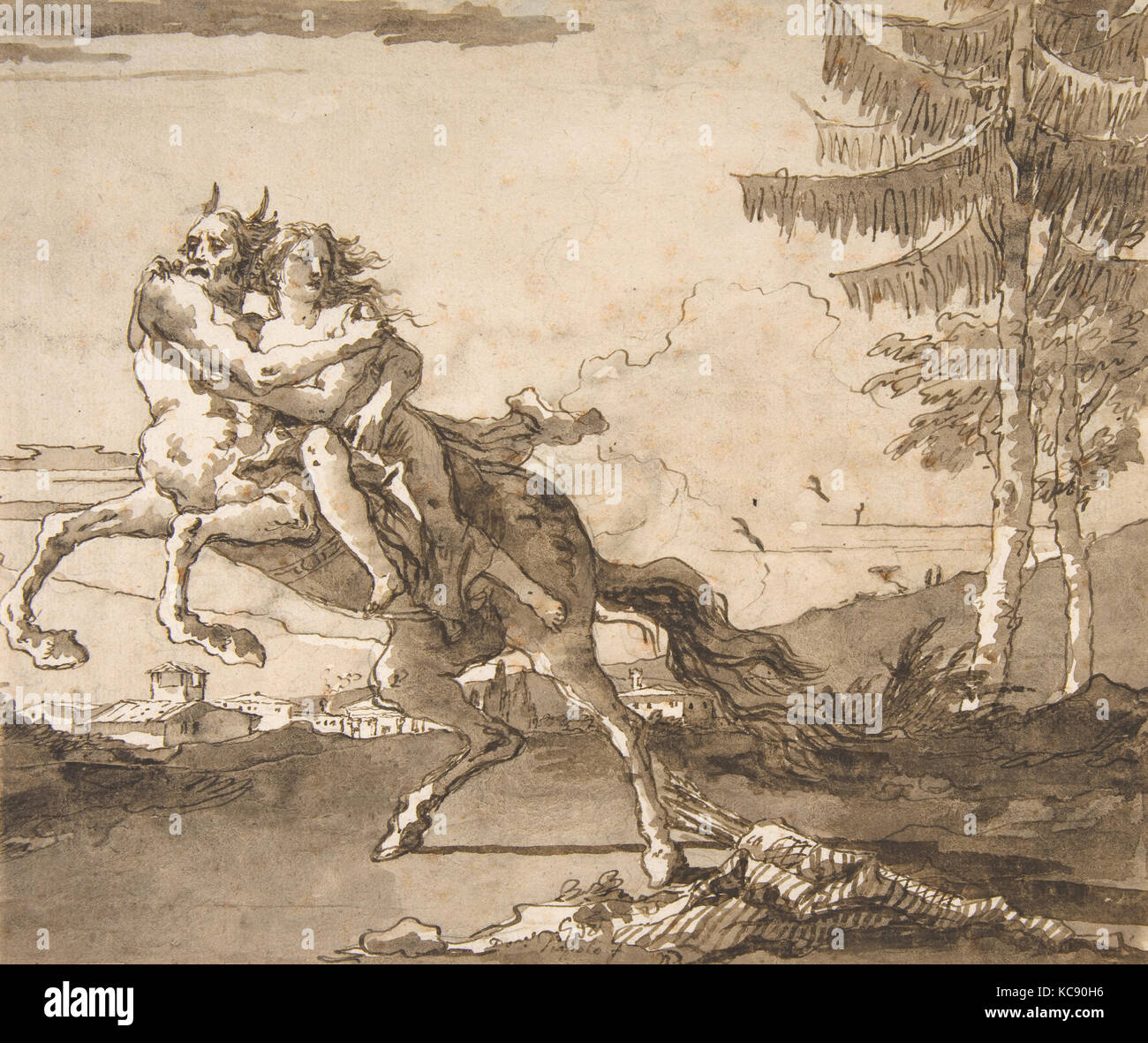 Un centauro di rapire una ninfa, Giovanni Domenico Tiepolo, 1727-1804 Foto Stock