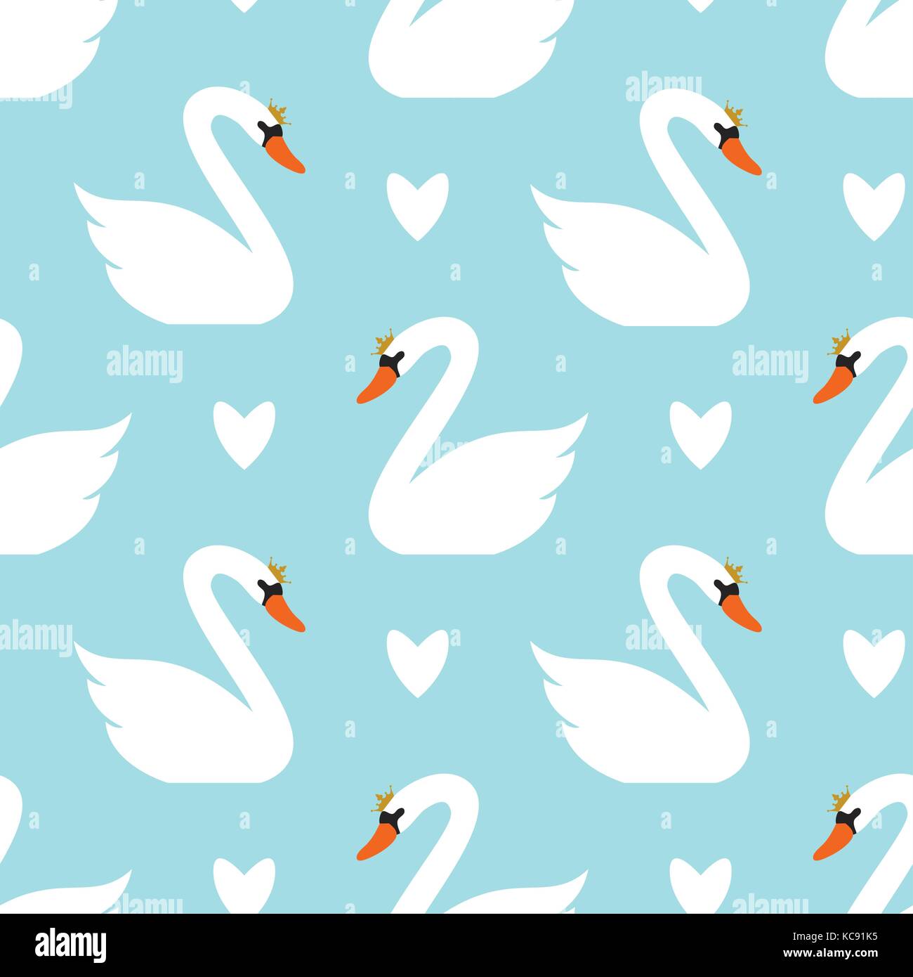 Vector seamless pattern swan. cigni bianchi su sfondo blu Illustrazione Vettoriale