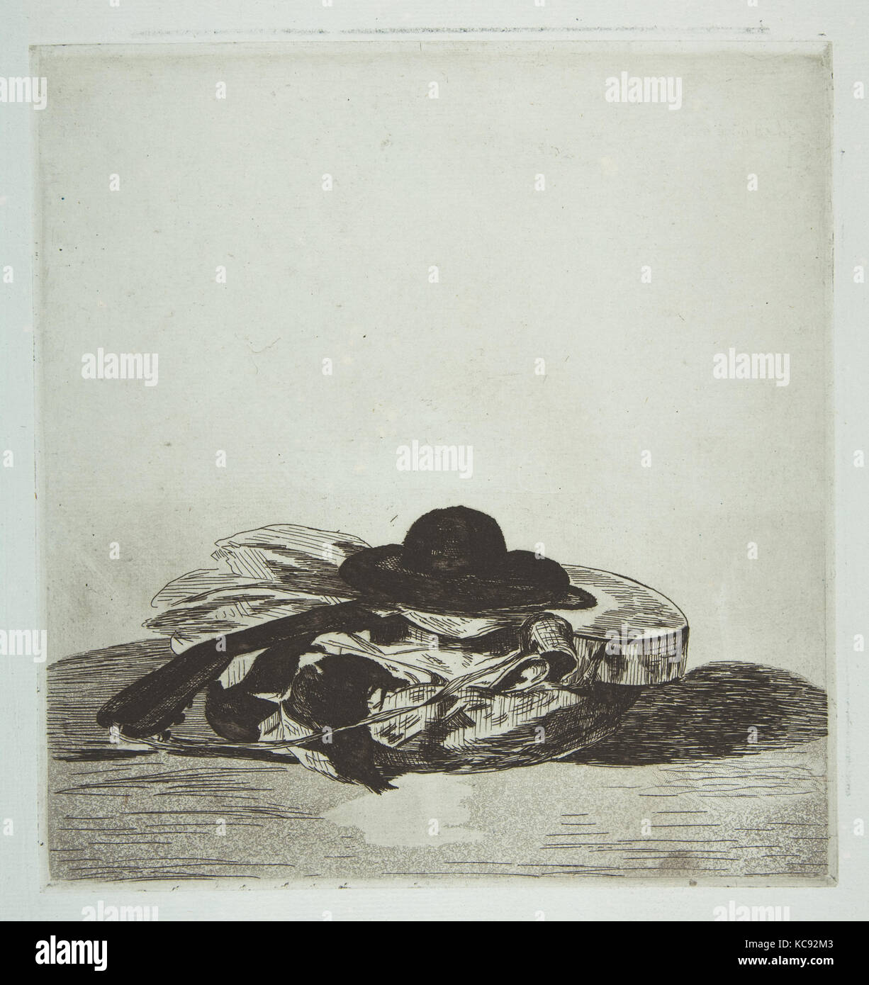 Cappello e chitarra. Il design del coperchio per "Eaux-fortes par Edouard Manet,' un album di quattordici acqueforti, Édouard Manet, 1862 Foto Stock