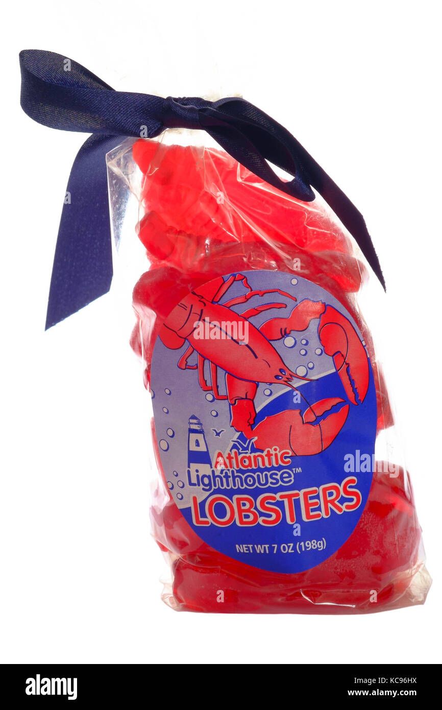 In plastica trasparente di pacchetto a forma di aragosta caramelle gommose dagli Stati Uniti d'America Foto Stock