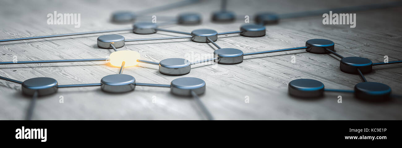 Concetto di connessione panorama 3d rendering Foto Stock