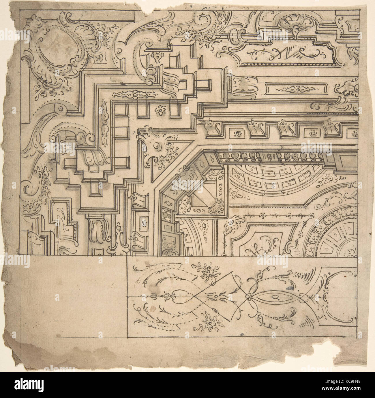 Disegno Architettonico, anonimo, Italiano, prima metà del XVIII secolo Foto Stock