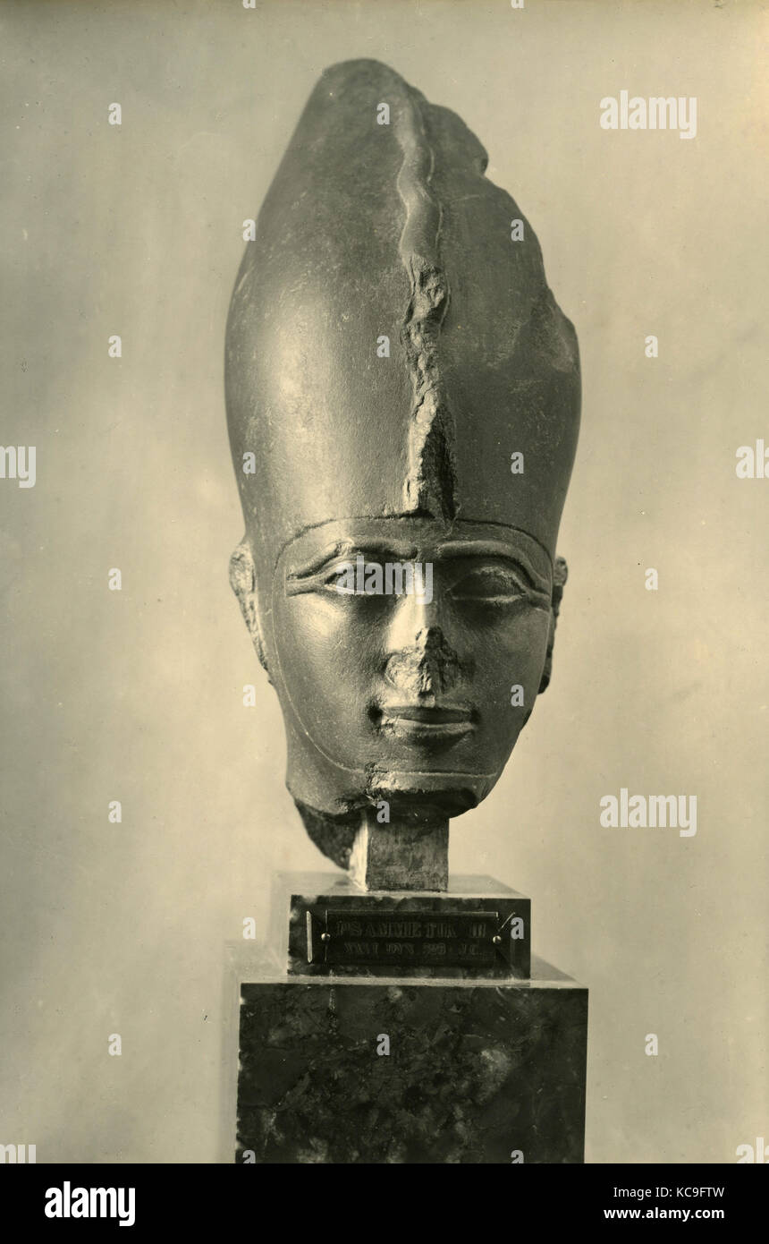 Testa di Pharaon Psammetik III della egiziano dinastia XXVI Foto Stock