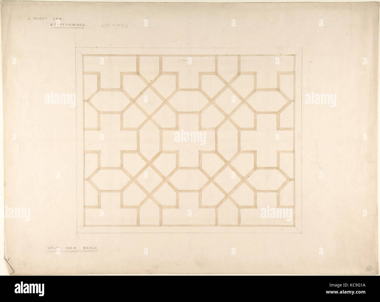 Il design a soffitto, secolo XIX, di grafite e di lavaggio, foglio: 14 3/4 x 20 3/8 in. (37,4 x 51,8 cm), Giovanni Gregorio Crace (British Foto Stock