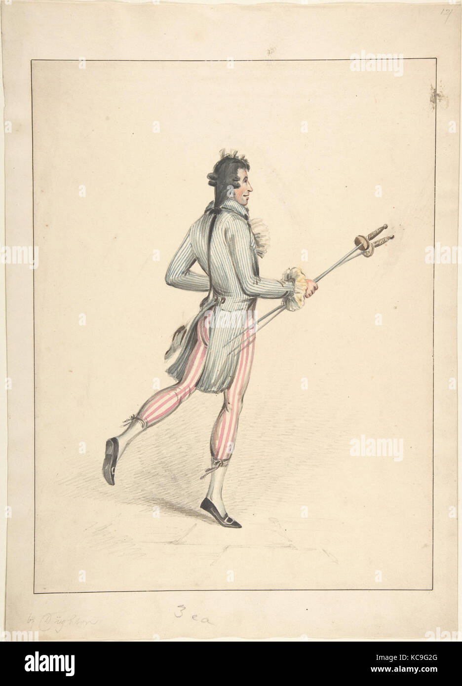 Disegno di costumi, Robert Dighton il sambuco, XVIII-XIX secolo Foto Stock