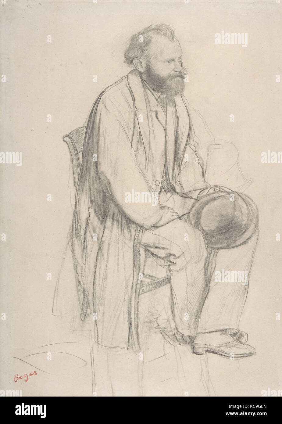 Édouard Manet, seduto, tenendo il suo cappello, Edgar Degas, ca. 1865 Foto Stock
