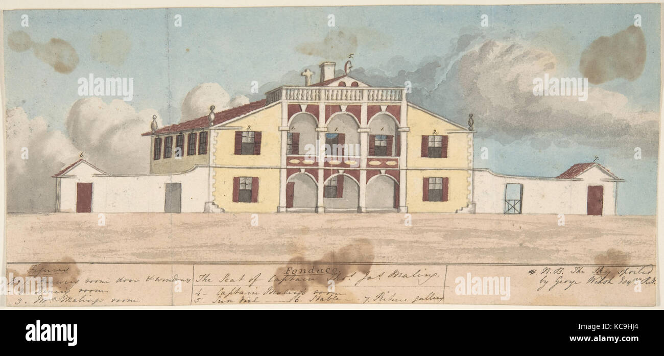 Fonduco, la sede del capitano Thomas James Maling, anonimo, britannici del XIX secolo xix secolo Foto Stock