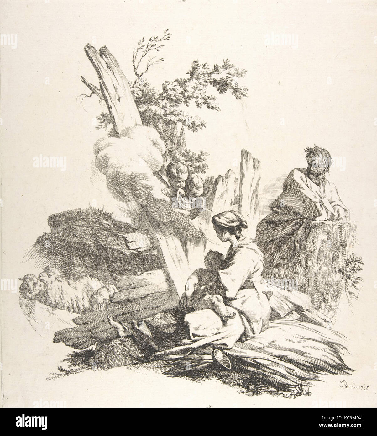 La Fuga in Egitto, Jean-Baptiste Marie Pierre, 1758 Foto Stock