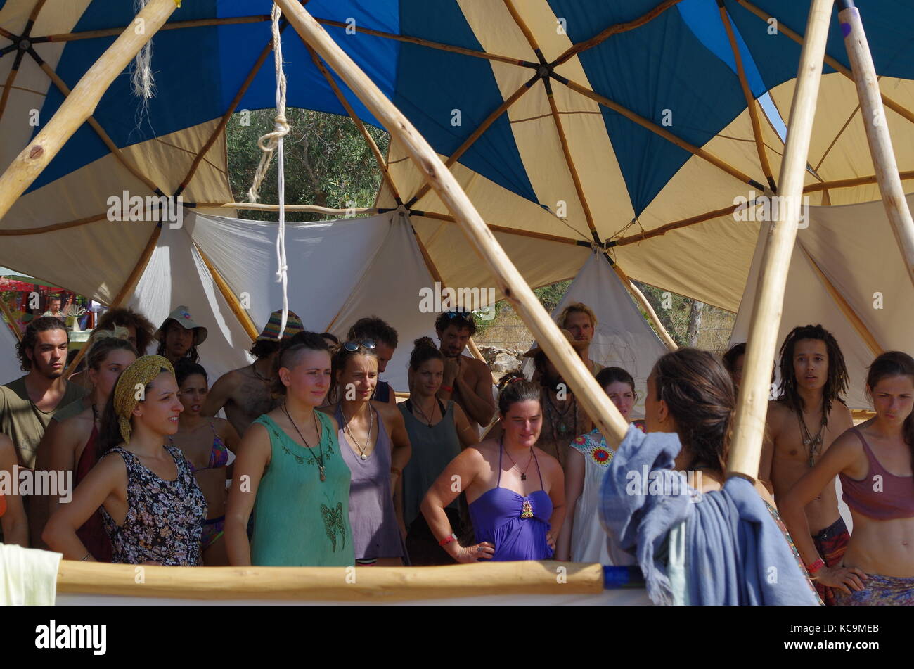 Laboratorio di canto al FATT 2017 Didgeridoo festival a Lagoa. Algarve, Portogallo Foto Stock