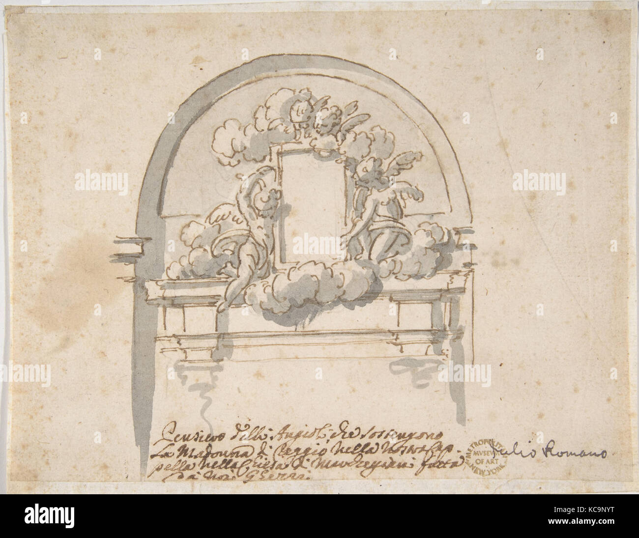 Angeli che sostengono una cornice, Pier Leone Ghezzi, 1674-1755 Foto Stock