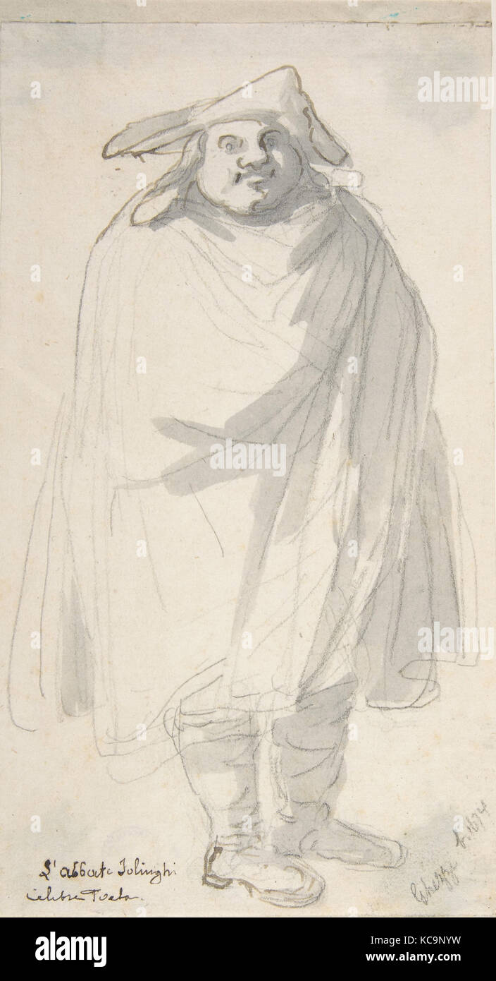 Una caricatura di L'Abbate Folinghi, attribuito a Pier Leone Ghezzi, 1674-1755 Foto Stock