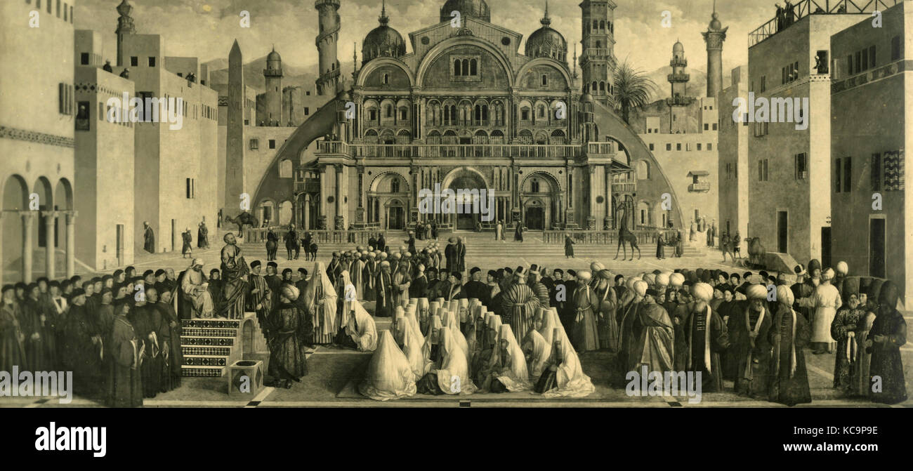 San Marco la predicazione in Alessandria, dipinto di Gentile Bellini Foto Stock