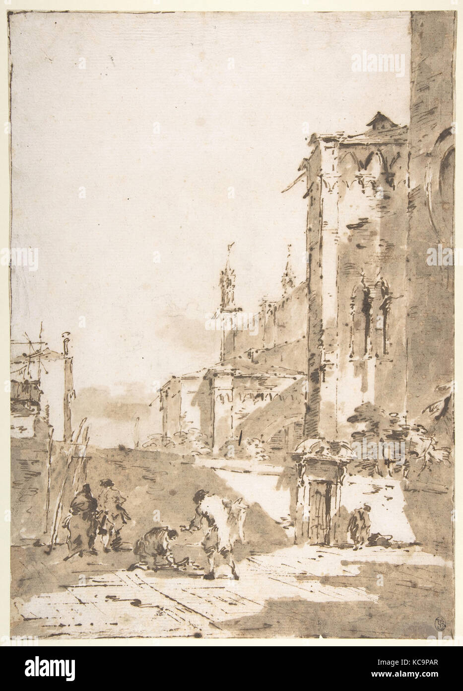 I giocatori di dadi in una piazza veneziana, Francesco Guardi, 1712-93 Foto Stock