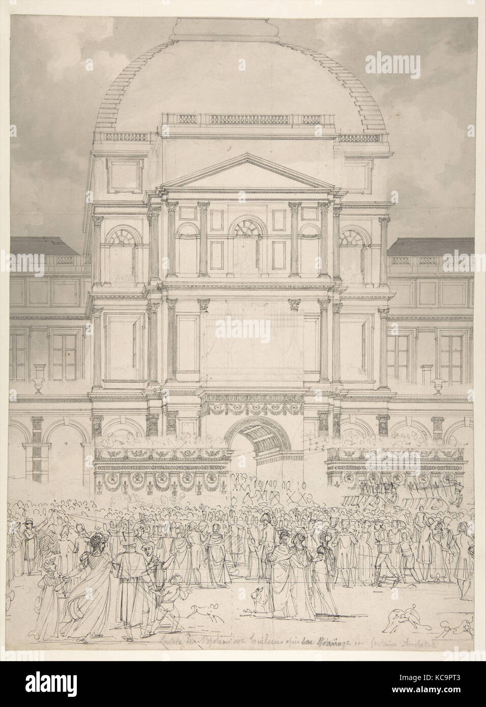 La Folla di fronte al palazzo delle Tuileries durante il Matrimonio di Napoleone a Maria Luisa d Austria, Charles Percier, ca. 1810 Foto Stock