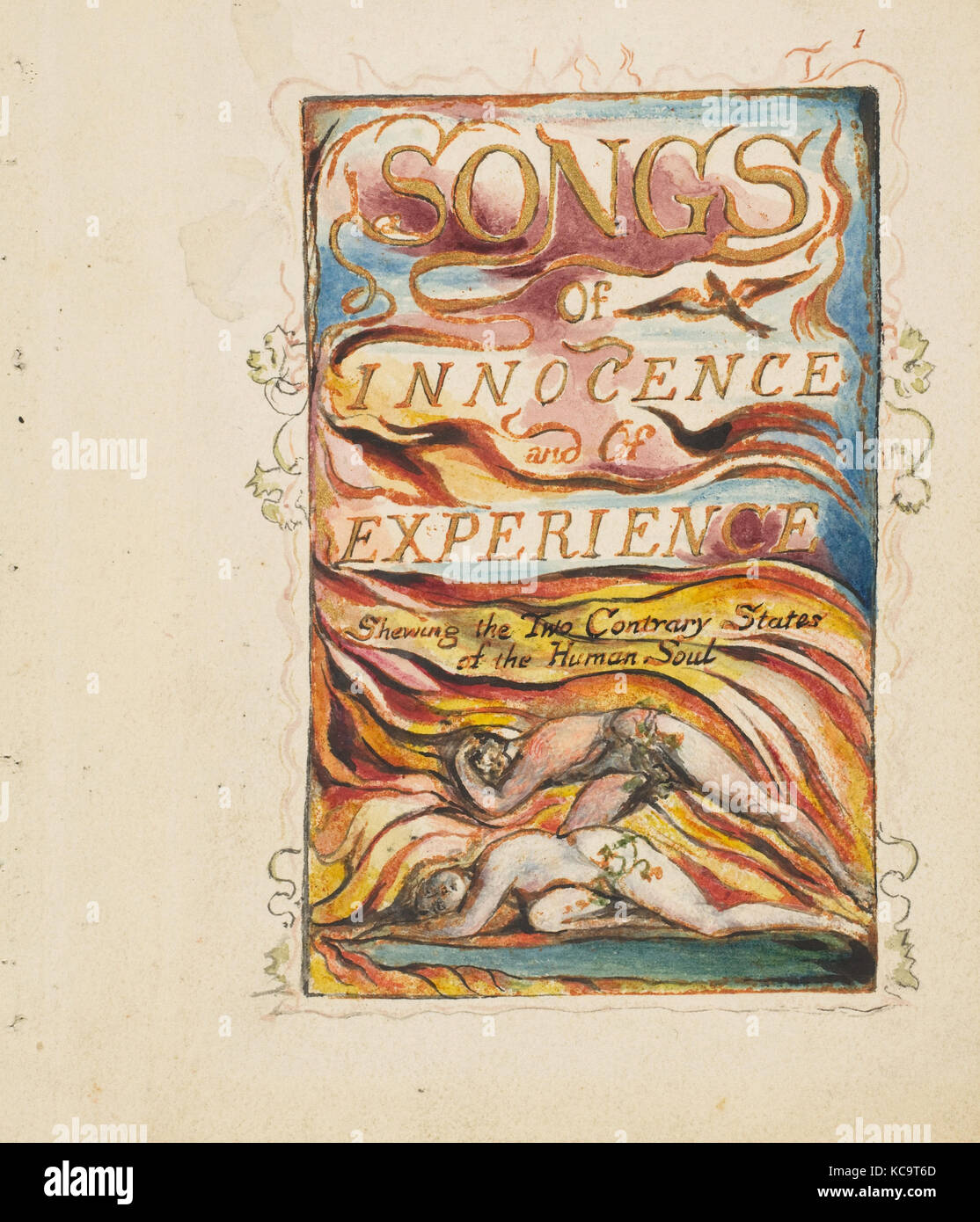 Canti di innocenza e di esperienza, annunziando il contrario due membri dell'anima umana: combinato pagina titolo, William Blake Foto Stock