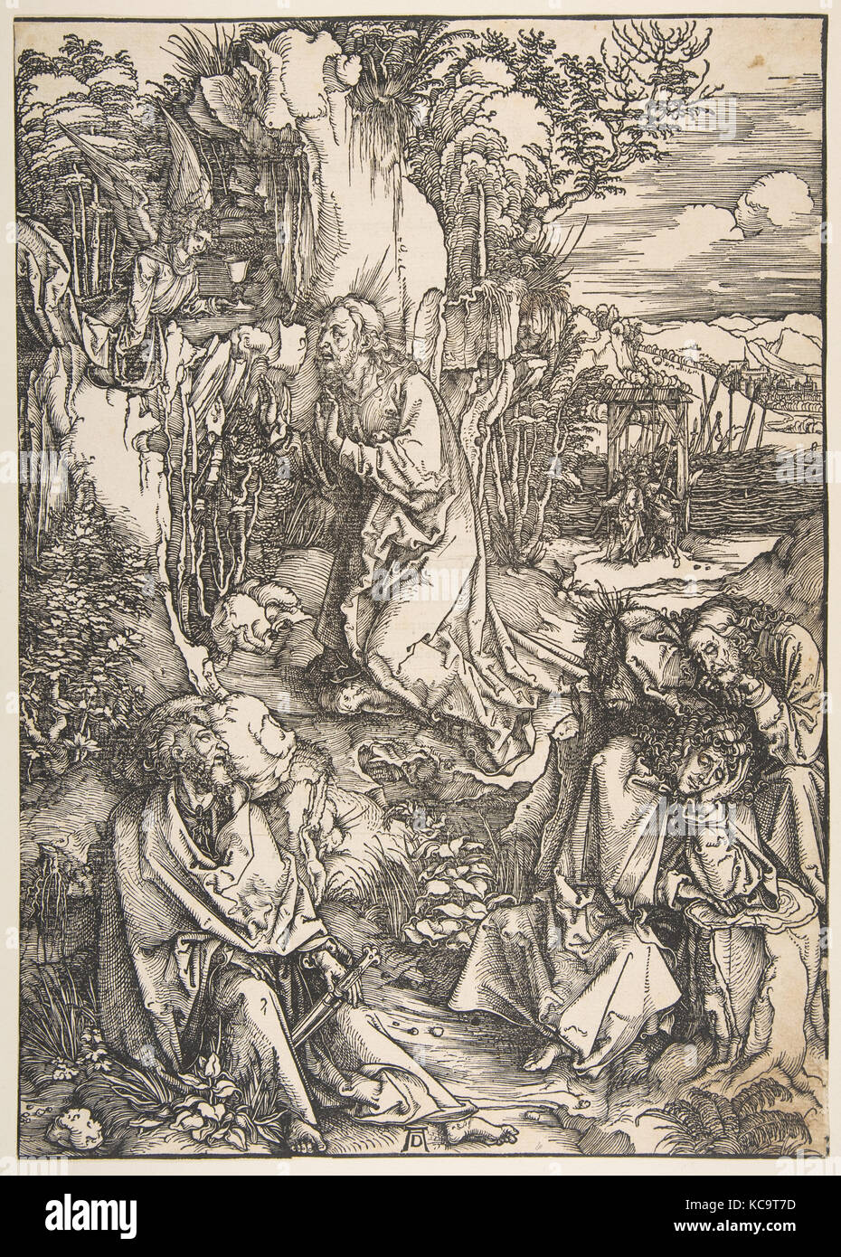 L'agonia nel giardino, n.d., Xilografia, foglio: 15 3/8 x 10 15/16 in. (39,1 x 27,8 cm), stampe di Albrecht Dürer (tedesco, Norimberga Foto Stock