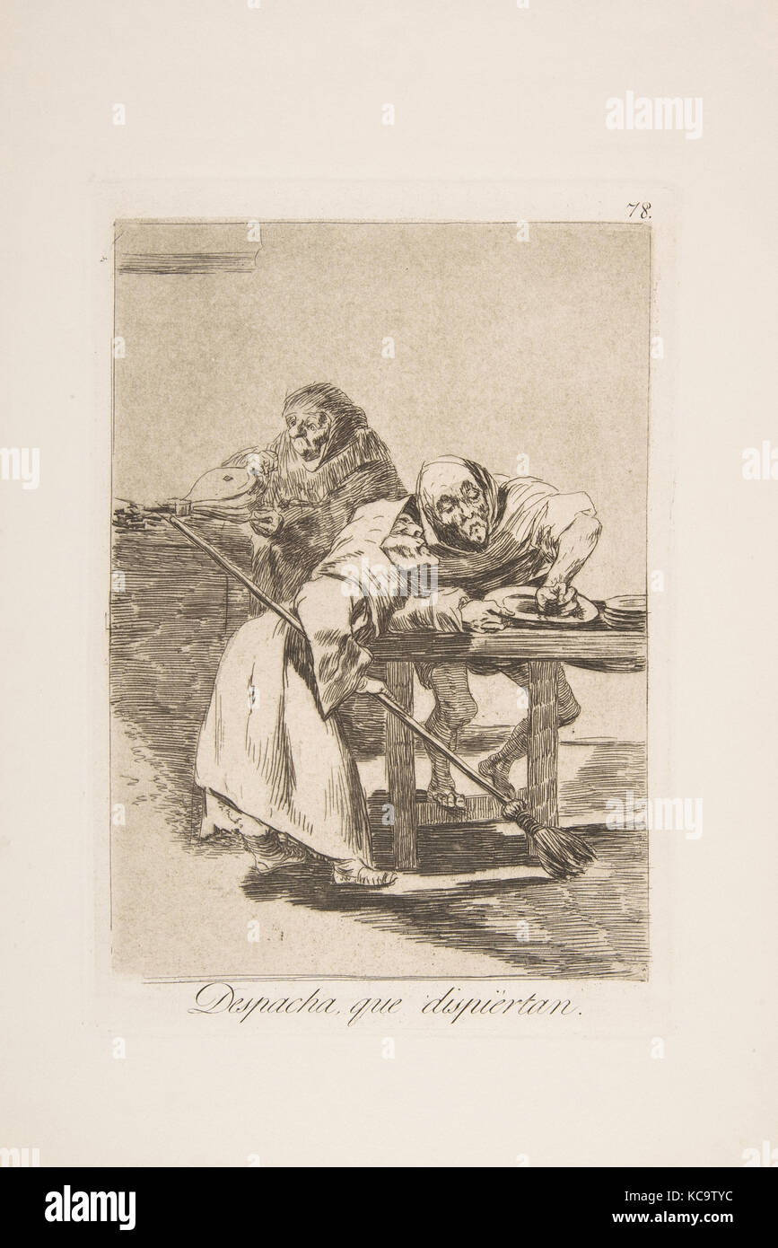 Piastra 78 da 'Los Caprichos': Essere rapido, essi sono il risveglio (Despacha, que dispiertan.), Goya, 1881-86 Foto Stock