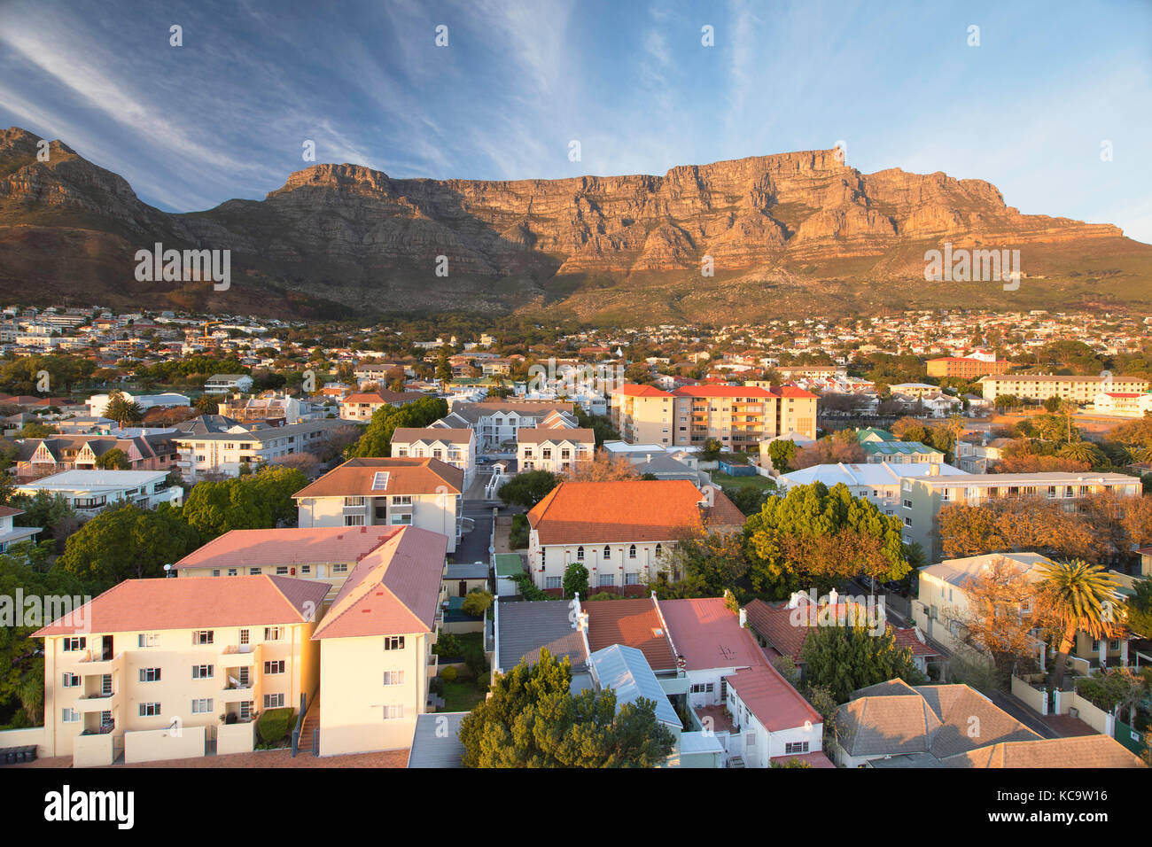 Vista della Table Mountain e Cape town, Western Cape, Sud Africa Foto Stock