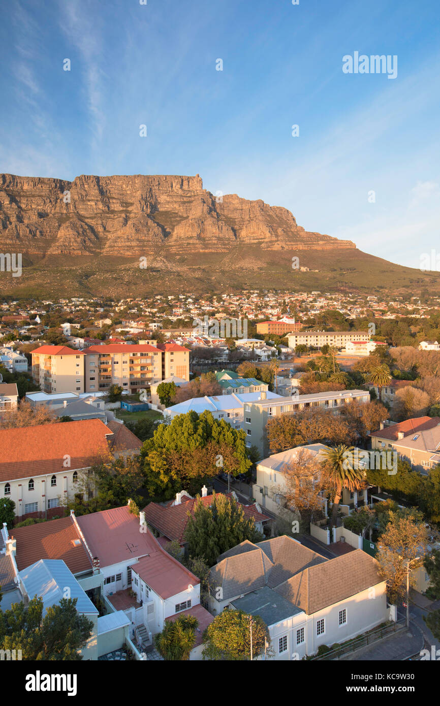 Vista della Table Mountain e Cape town, Western Cape, Sud Africa Foto Stock