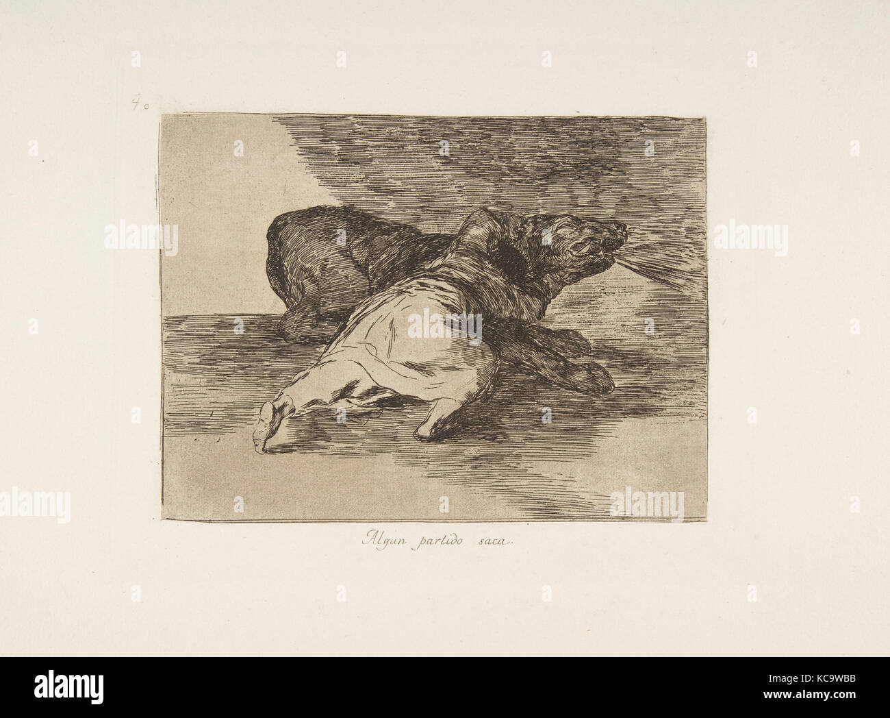 Piastra 40 da 'disastri della guerra" (Los Desastres de La Guerra):"Egli riceve qualcosa di fuori di esso (Algun partido saca), Goya, 1810 Foto Stock