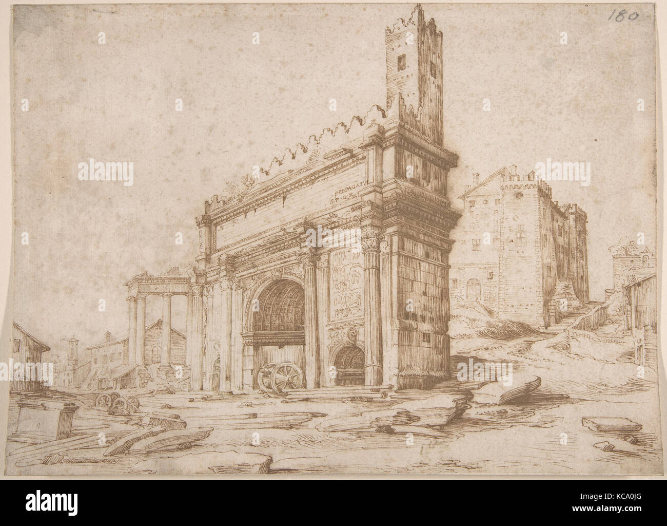 L'Arco di Settimio Severo visto da est, Jan Brueghel il sambuco, ca. 1594 Foto Stock