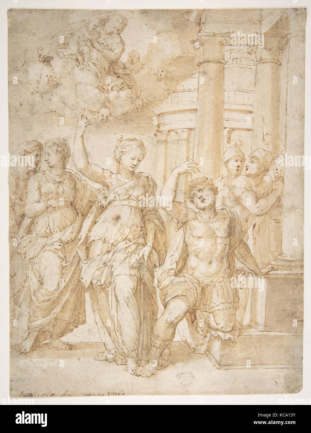 Sibyl annuncia la nascita di Cristo per l'imperatore Augusto, Bartolomeo Neroni, 1505-71 Foto Stock