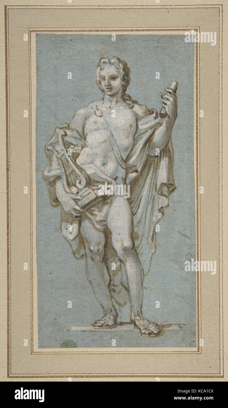 In piedi la figura di Apollo con una lira, Paolo Gerolamo Piola, 1666-1724 Foto Stock