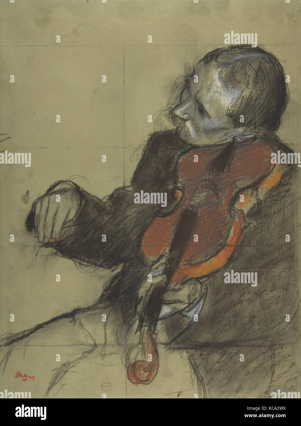 Il violinista, studio per "La lezione di ballo", Edgar Degas, ca. 1878-79 Foto Stock