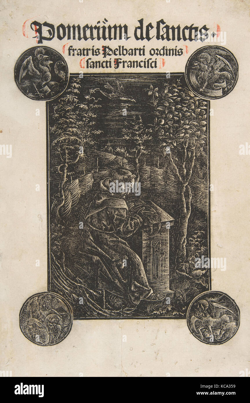 Il Francescano, Pelbart di Temesvar, studiare in un giardino (Schr. 2876), Johann Otmar, 1502 Foto Stock