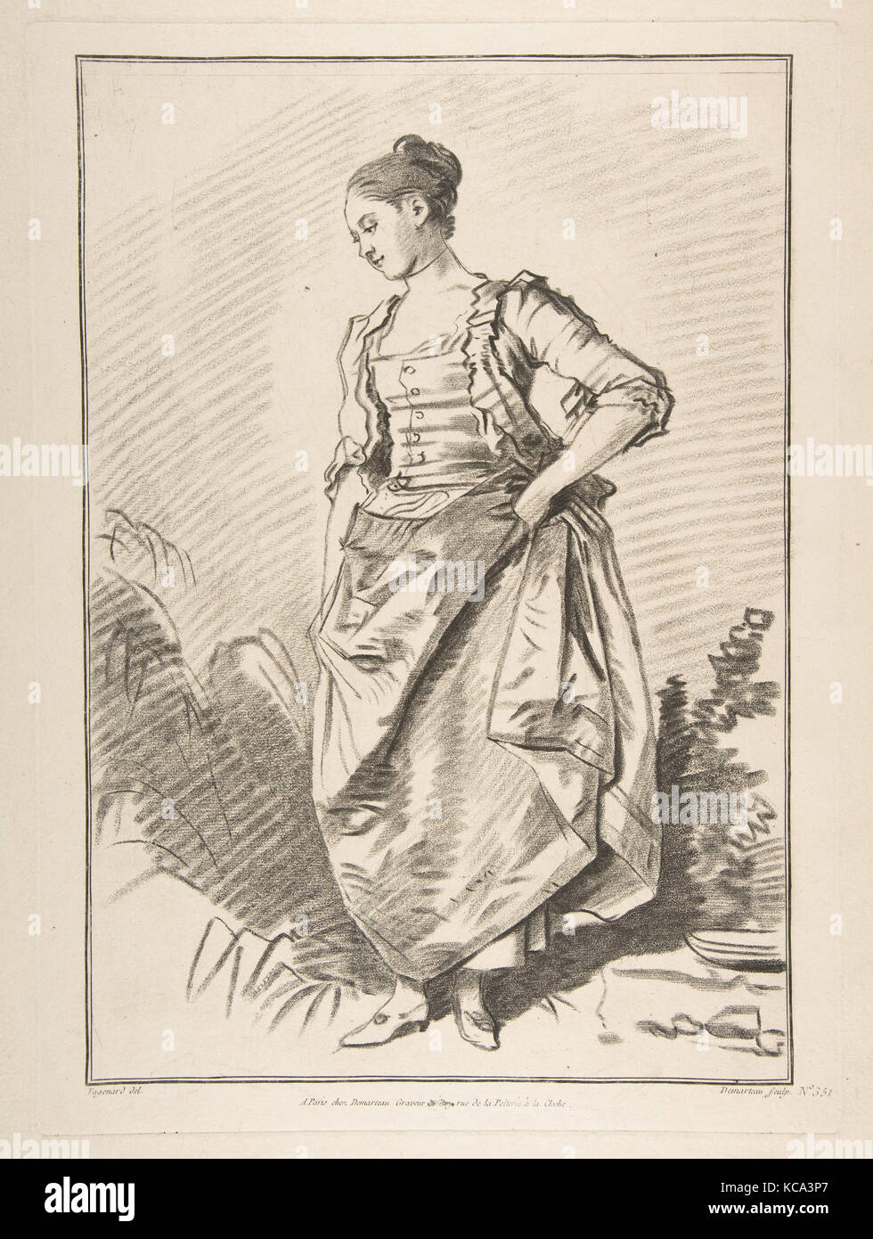 Femme debout de face, Dopo Jean Honoré Fragonard, 1772 Foto Stock