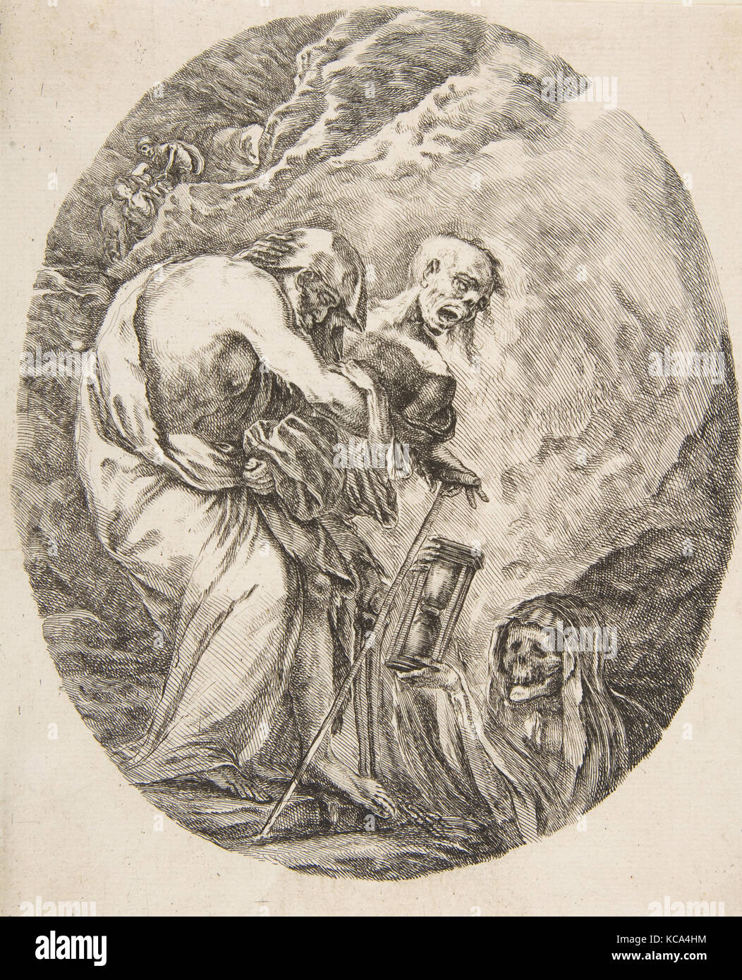 La morte di trascinamento di un vecchio uomo alla sua tomba, attaccato da Stefano della Bella, ca. 1648 Foto Stock