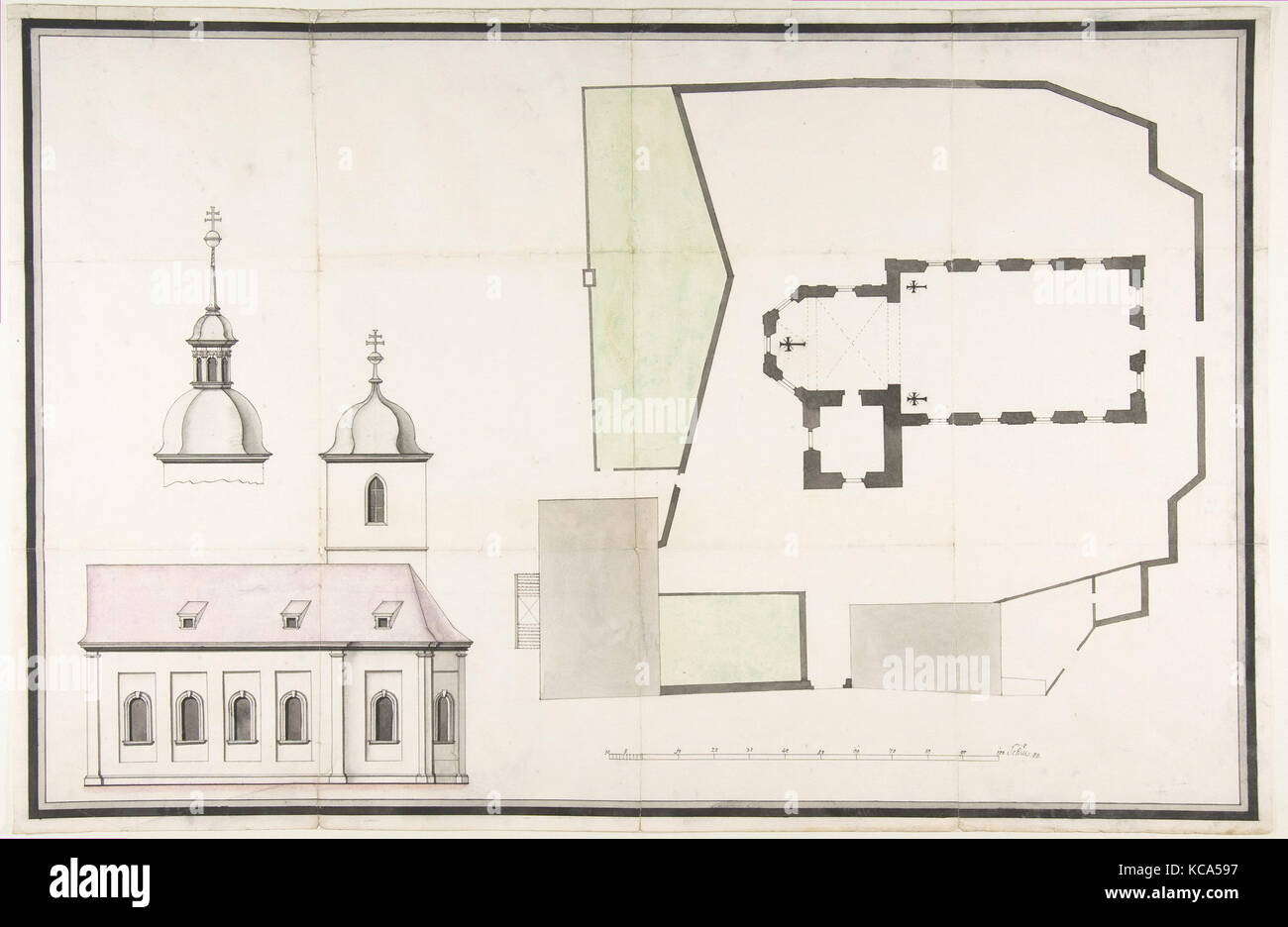 Design per la Chiesa Parrocchiale di Merkershausen, officina di Balthasar Neumann, 1738 Foto Stock