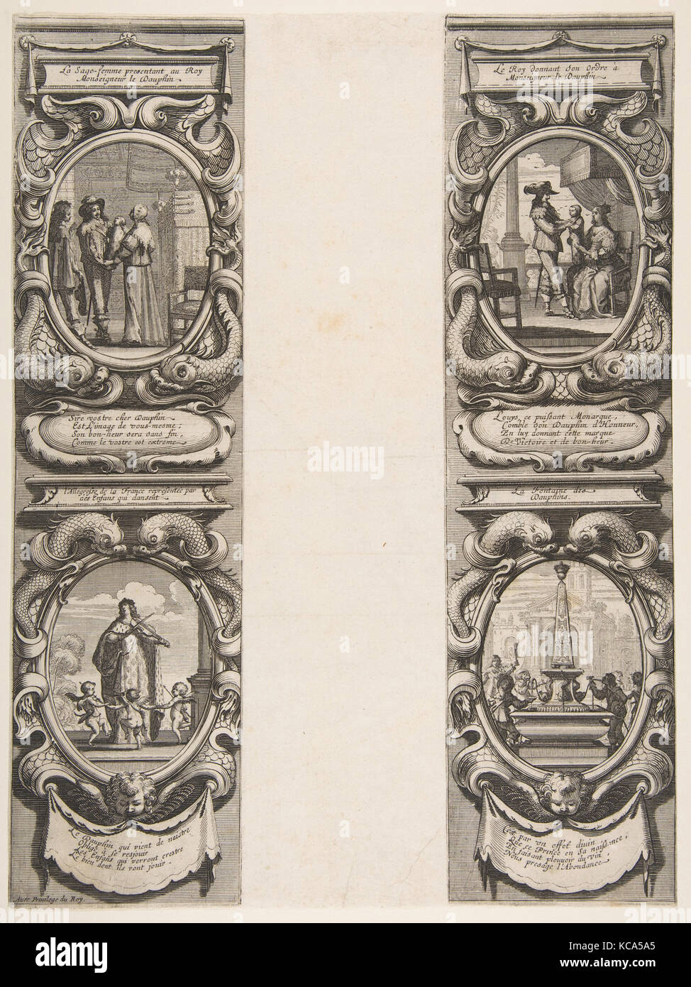 Per Almanach 1639: Luigi XIII e di Anna d'Austria affidando il regno e la apparente erede la Vergine, Abraham Bosse Foto Stock