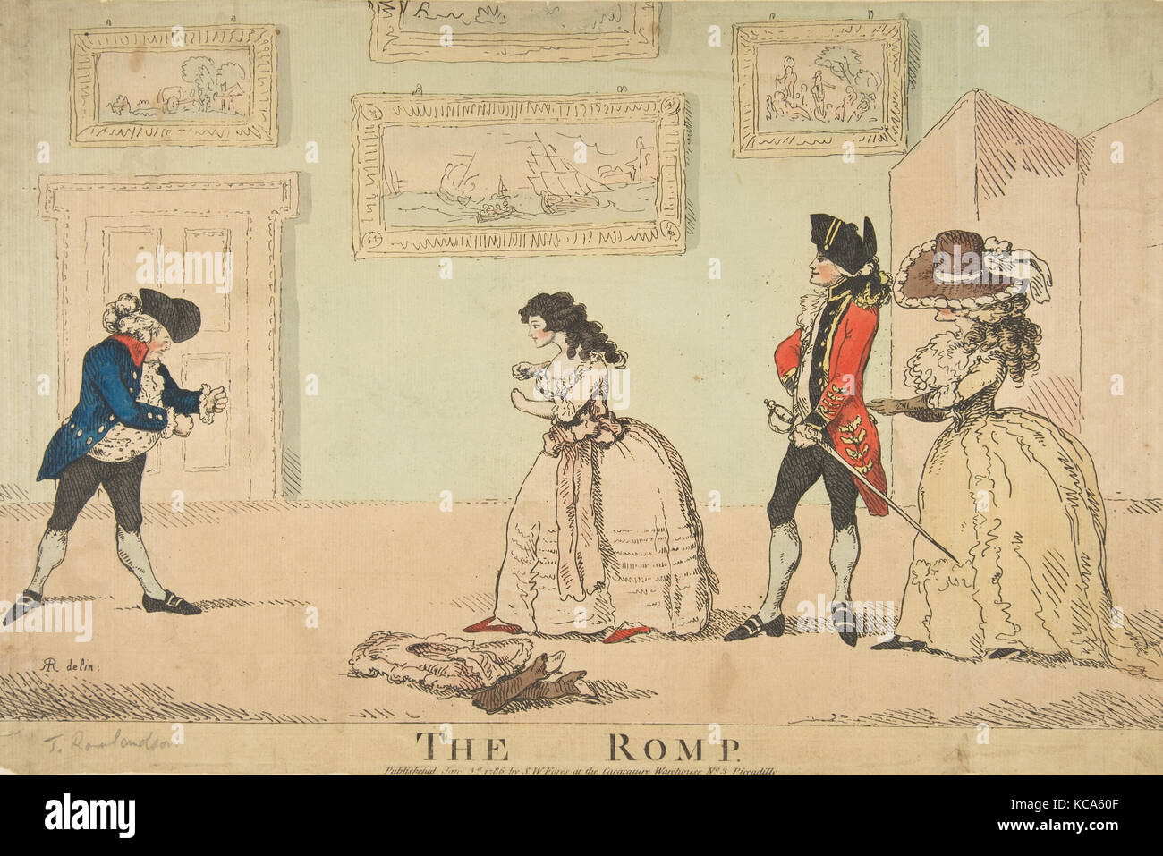 Il Romp, 3 gennaio 1786, colorata a mano in attacco, foglio: 10 11/16 x 16 1/8 in. (27,2 x 41 cm), stampe, R. Rushworth (British Foto Stock