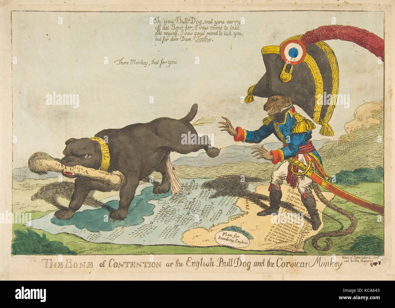 Il Pomo della discordia o l'inglese Bull cane e il corso di scimmia, Charles Williams, 14 giugno 1803 Foto Stock