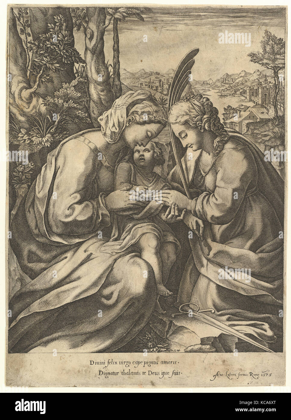 Il matrimonio mistico di Santa Caterina, Giorgio Ghisi, dal 1575 Foto Stock