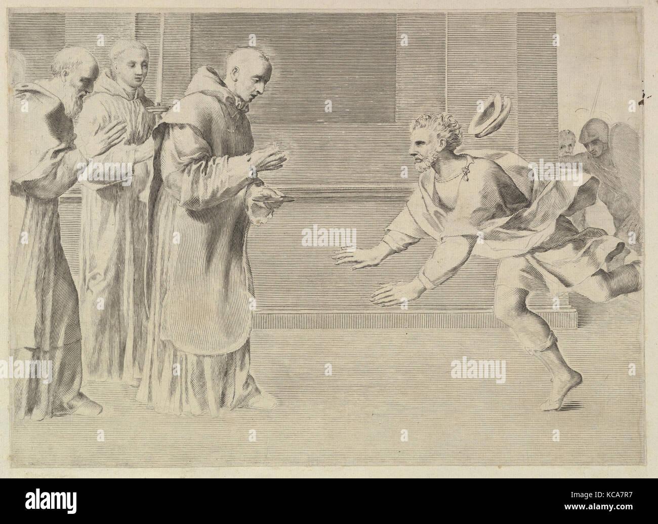 San Guglielmo Duca di Aquitania, convertito da San Bernardo, Claude Mellan Foto Stock