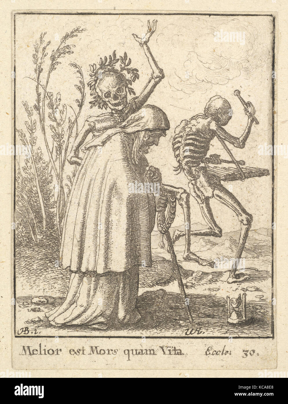 Vecchia donna, dalla danza della morte, dopo Hans Holbein il Giovane, 1651 Foto Stock