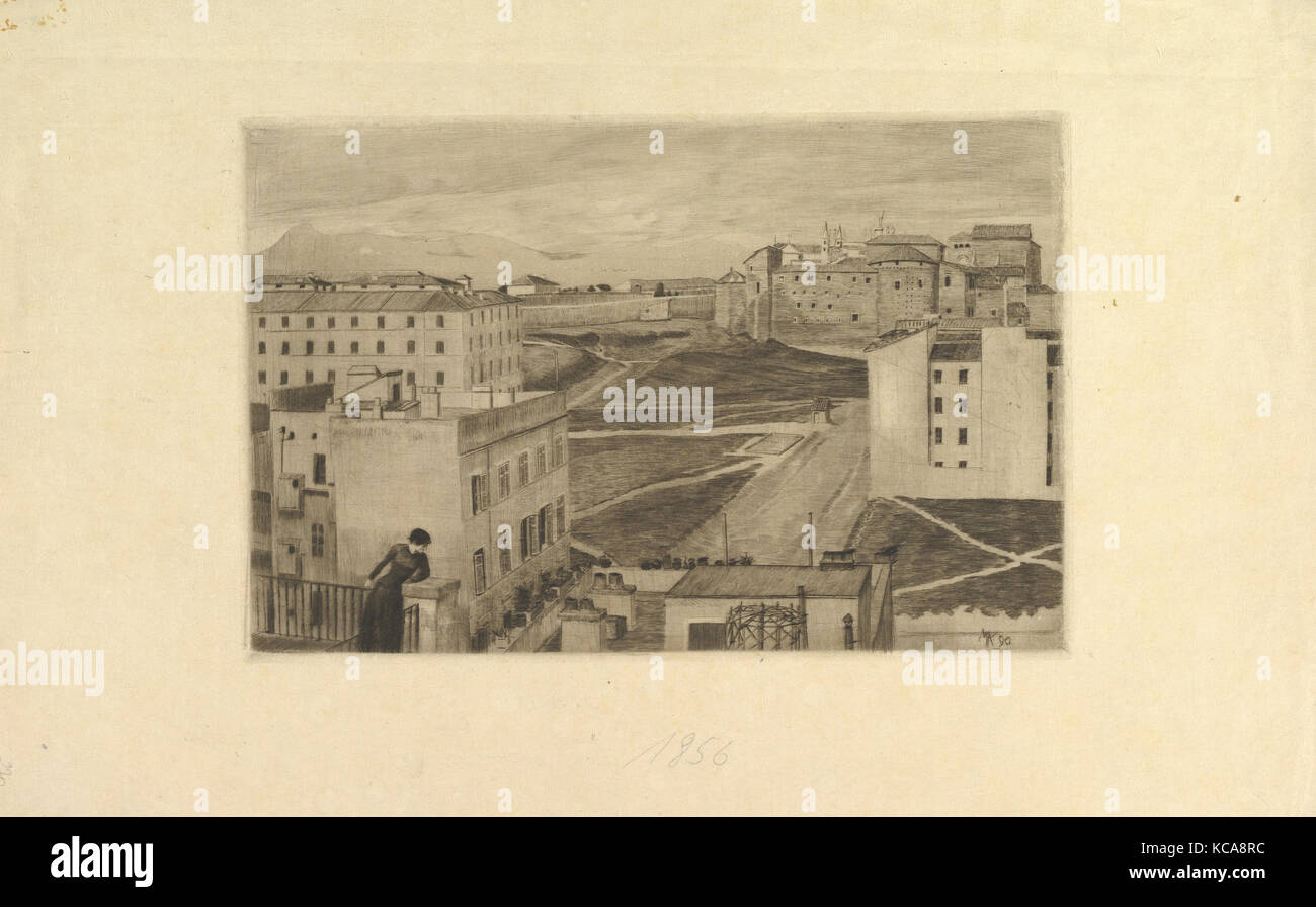 Vista dallo studio dell'artista finestra, Roma, Max Klinger, 1890 Foto Stock