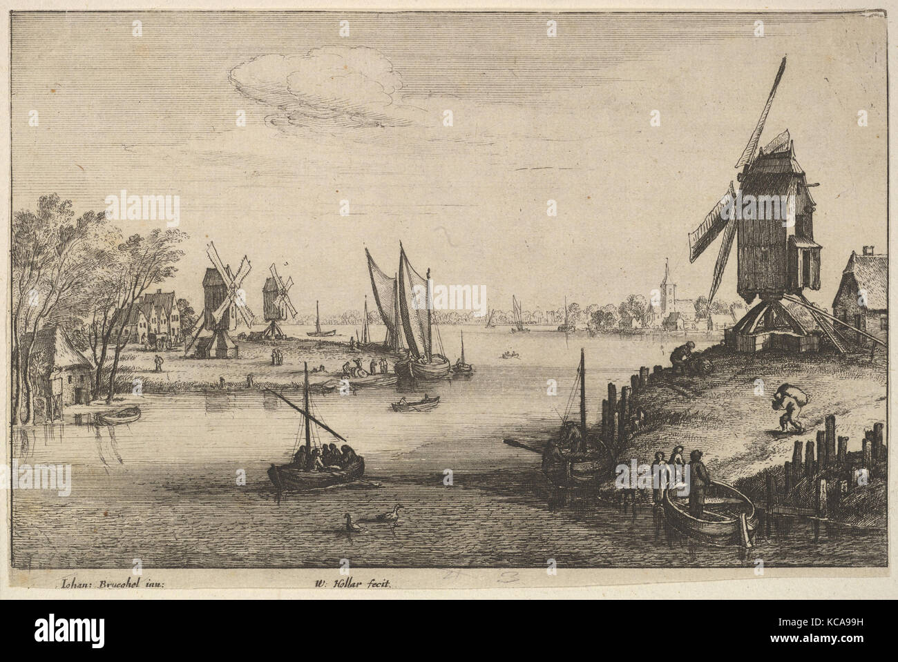 I tre mulini a vento, dopo Jan Brueghel il sambuco, 1651 Foto Stock