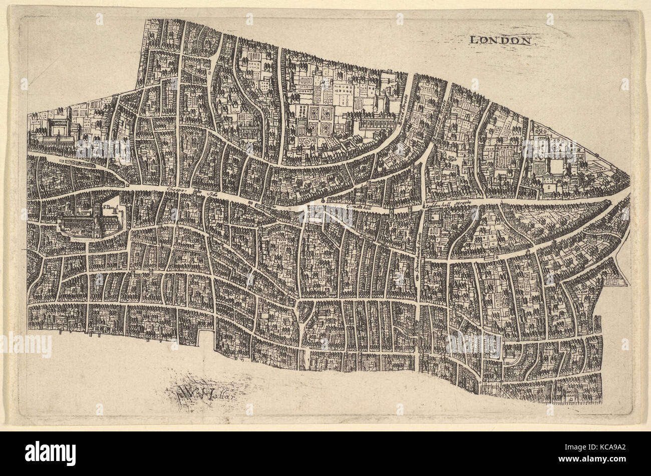 Londra prima del Grande Fuoco Wenceslaus Hollar, 1666-77 Foto Stock